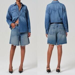 Citizen’s of Humanity Ayla Raw Hem Jean Shorts Cut-Off Babylonia Blue 23